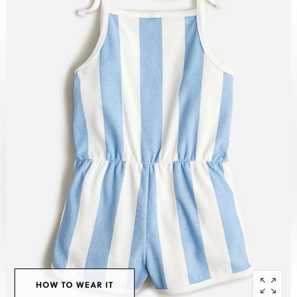 J. Crew Girls' tie-shoulder romper in towel terry* - Picture 1 of 6